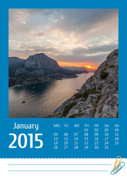 2015 Photo Calendar With Minimalist Landscape. January.