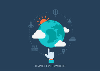 Flat style vector illustration travel tourism booking concept
