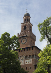 Fototapeta na wymiar Milan Sforza Castle tower