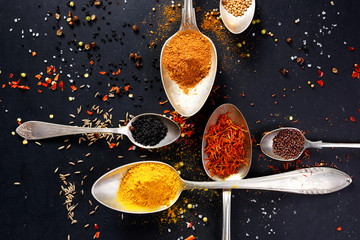 Spices on spoons