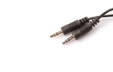 Audio jack over white background