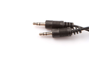 Audio jack over white background