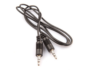 Audio jack over white background