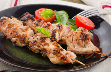 Chicken kebab on a plate