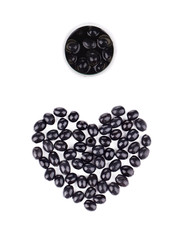Heart shape of black olives.