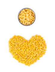 Heart shape of canned corn.