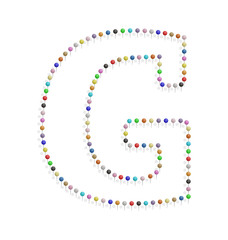 letter g with pushpin