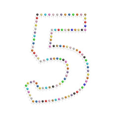 number five with pushpin