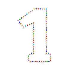 number one with pushpin