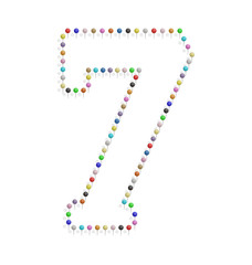 number seven with pushpin