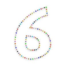 number six with pushpin