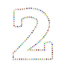 number two with pushpin