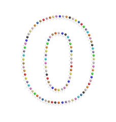 number zero with pushpin