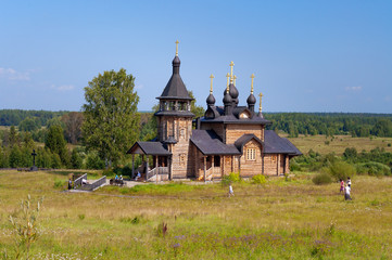 Wooden church of All Saints of Siberia on the Tura river.