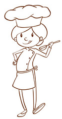 A simple sketch of a female chef