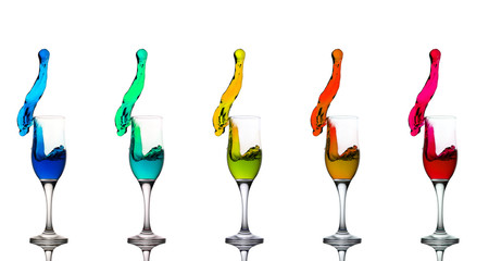 Champagne Glass Liquid Splashes Rainbow