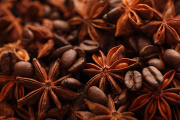 Star anise and coffee beans