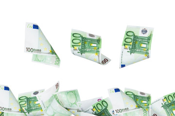Euro Banknotes Flying