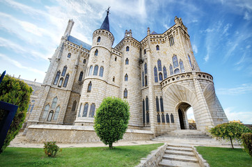 Fototapeta na wymiar Famous landmark Astorga Epsiscopal Palace, Leon, Spain.