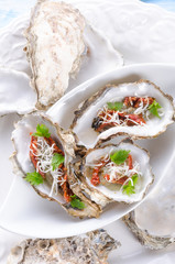 oysters with parmesan and baked tomatoes
