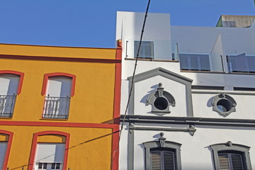 Fototapeta na wymiar Facades in Merida city, Badajoz province, Extremadura, Spain