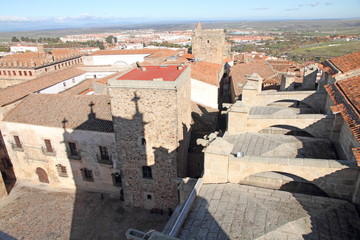 Caceres old city from the cathedral tower, Extremadura, Spain