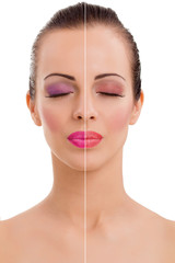 woman's face, beauty concept before and after contrast, power of