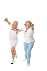 Obraz na płótnie Canvas Senior couple exercising