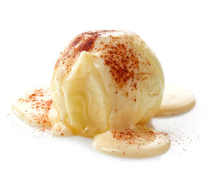 baked apple with vanilla sauce