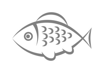 Grey fish icon on white background