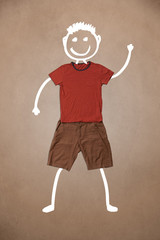 Casual clothes with hand drawn funny character
