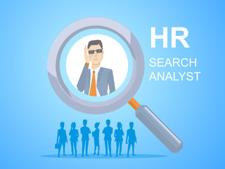 Vector illustration of a portrait of analyst man in a jacket han