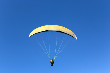 Paraglider flying above Mediterranean near Arsuf coast