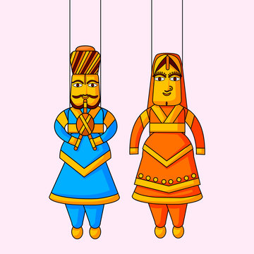 Fototapeta Indian puppet of king and queen
