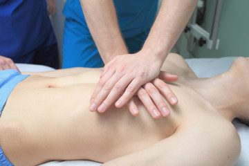 Obraz na płótnie Canvas In the process of resuscitation (first aid)