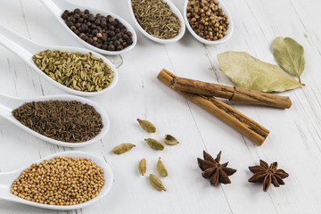 Selection of whole seeds and spices