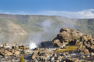 Fototapeta na wymiar Hot springs at Lake Bogoria in Kenya.