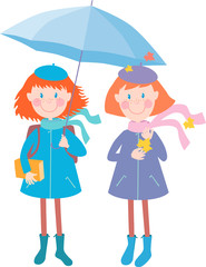 girls under umbrella