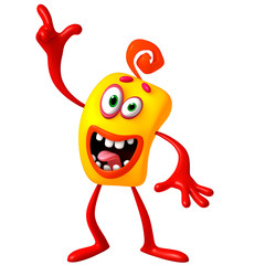 3d cartoon cute yellow monster