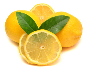 Lemons with leaves