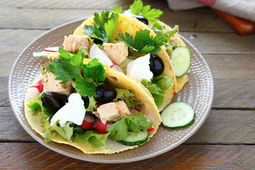 tortilla chips with salad