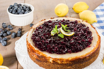 Baked blueberry lemon cheese cake
