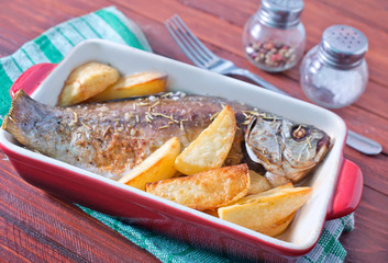 baked fish and potato