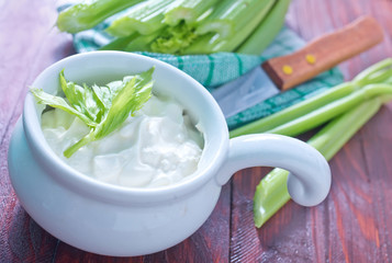 fresh celery and white sauce