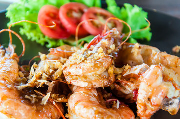Close up on Traditional Thai dish with spicy shrimps