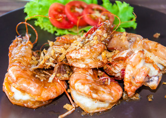 Close up on Traditional Thai dish with spicy shrimps