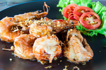 Close up on Traditional Thai dish with spicy shrimps