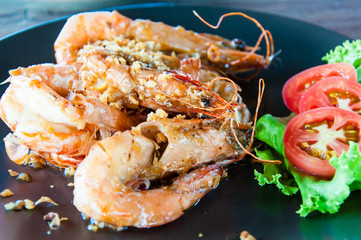 Close up on Traditional Thai dish with spicy shrimps