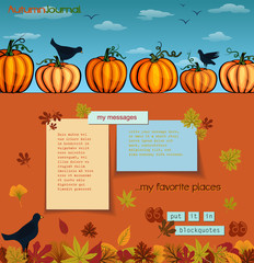 Pumpkins and Crows Autumn Background