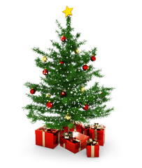 christmas tree and gift parcels